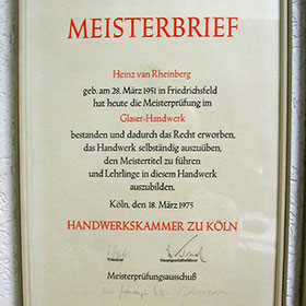 Meisterbrief Heinz van Rheinberg